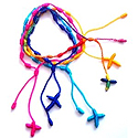 Bracelet-Knotted Cord with Cross Color? Brown, Pink, Yellow, Or Tricolor
