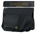 Tote Bag - Black Messenger Back with Scripture