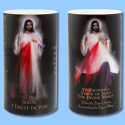 Led Candle-Divine Mercy/St Faustina 4" X 7"