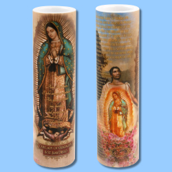 Led Candle-Lady Of Guadalupe with St Juan Diego on the back