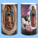 Led Candle-Lady Of Guadalupe with Juan Diego, Bilingual Prayer 4" X 7"
