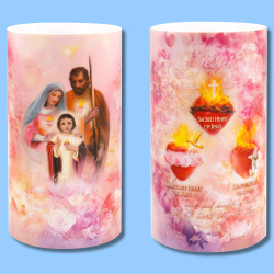Led Candle-Holy Family, 4" X 7"