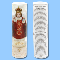 Led Candle-Infant Of Prague Bilingual Prayer