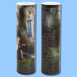 Led Candle-Lady Of Lourdes, Multilingual Prayer