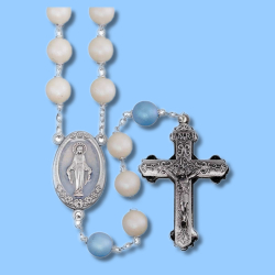 Rosary-Pearl white and blue