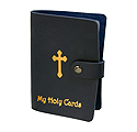 Blue Gold Stamped Leatherette Card Holder For 40 Cards