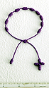Bracelet-Purple Knotted Cord w/ Cross
