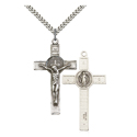 Pendant-Crucifix, St Benedict, Sterling Silver on 24 inch Chain, Gift Box